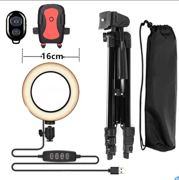 Adjustable phone stand extended to full height showing smartphone mounting and tripod compatibility