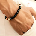 Natural stone beaded healing bracelet with lava stone charms for essential oils