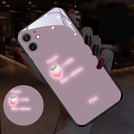 iPhone luminous phone case with painted daisy design and voice-activated colour light feature