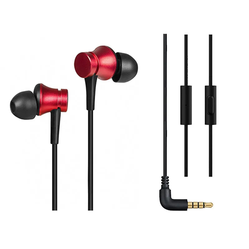 Piston wired in-ear headphones with 3.5mm audio jack in black, blue and red colour options