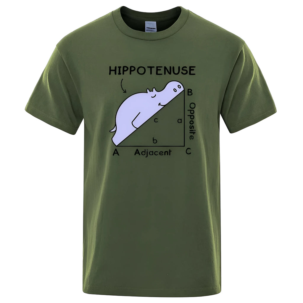 Hippotenuse Opposite Adjacent funny mathematics printed cotton t-shirt in loose fit with regular sleeves