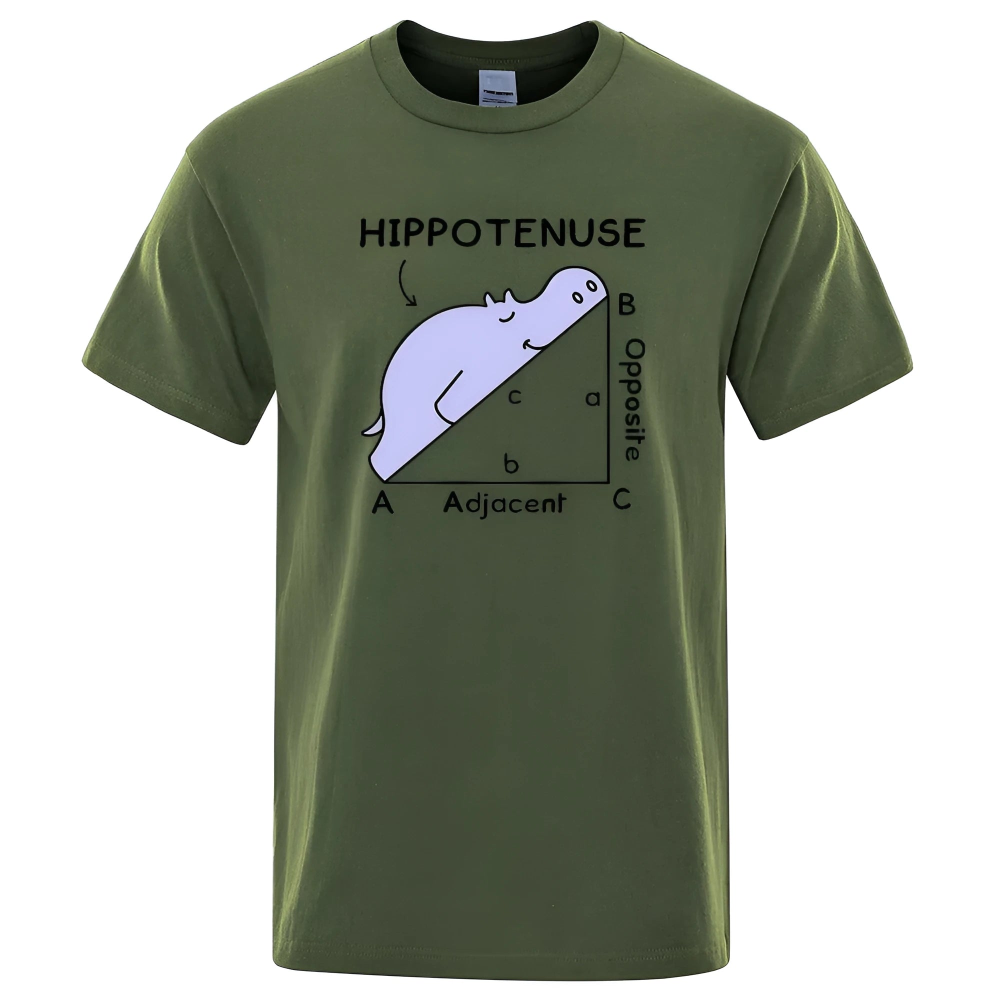 Hippotenuse Opposite Adjacent funny mathematics printed cotton t-shirt in loose fit with regular sleeves