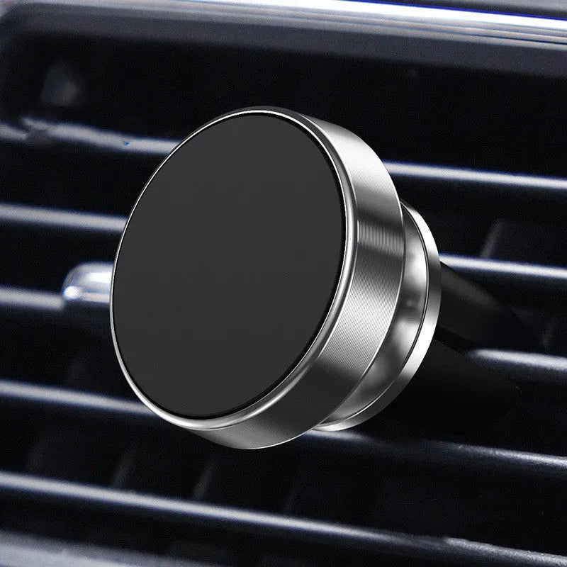 Magnetic car phone holder in aluminium alloy with CD-texture finish showing black, gold and silver colour options