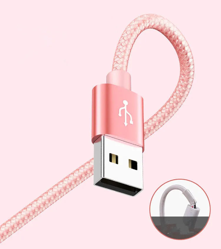 Three-in-one mobile phone charging cable with Micro USB interface in multiple colour options