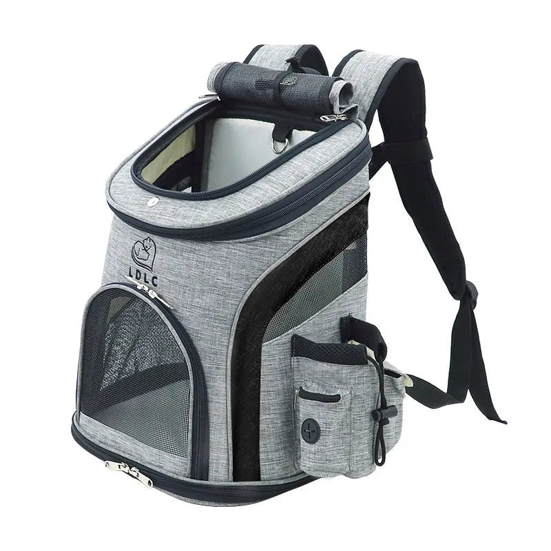 Breathable nylon pet backpack for cats and dogs up to 20 kg in gray, green, orange, blue colours