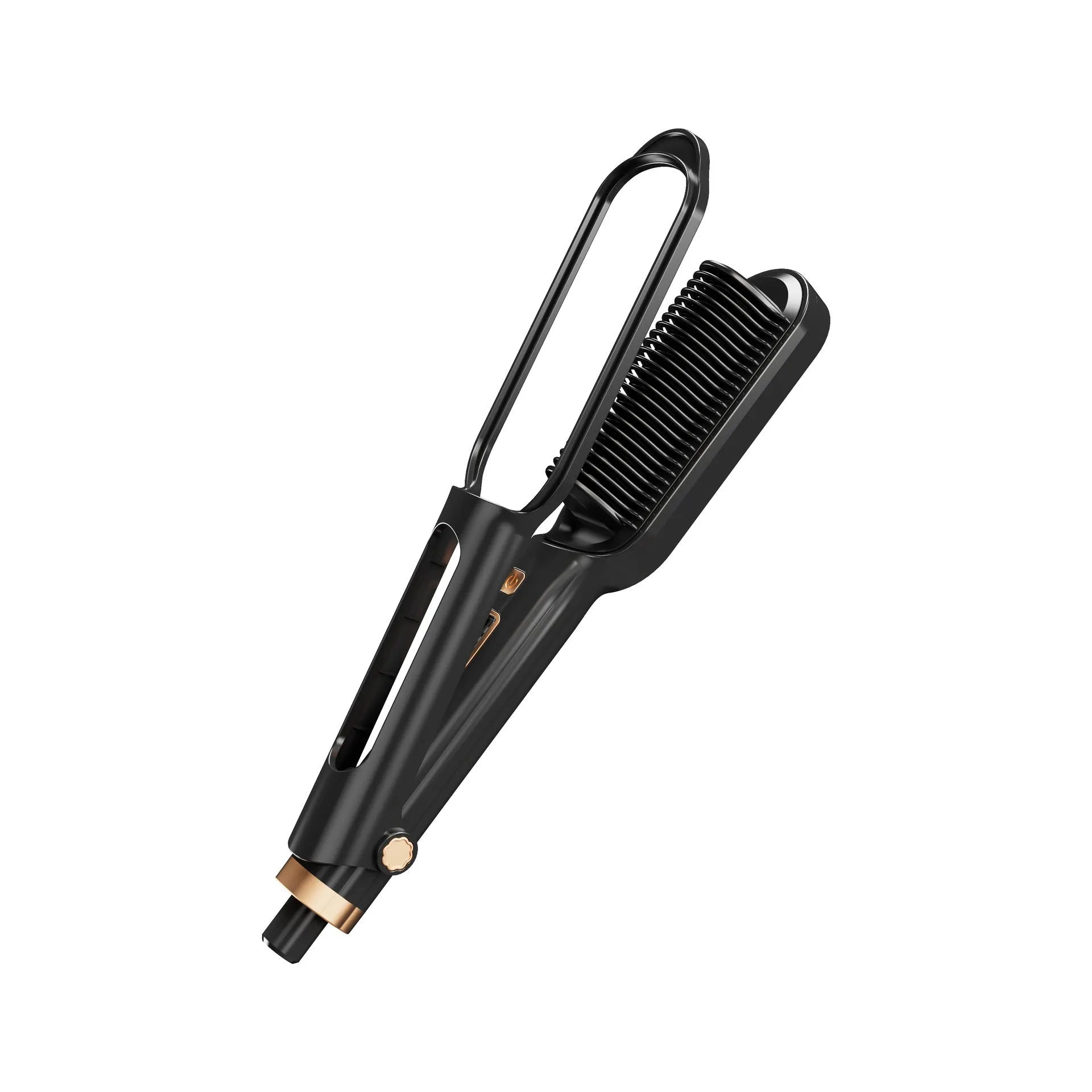 Anion Splint Electric Hair Curler 35W AC Black with straight hair inner buckle and included comb