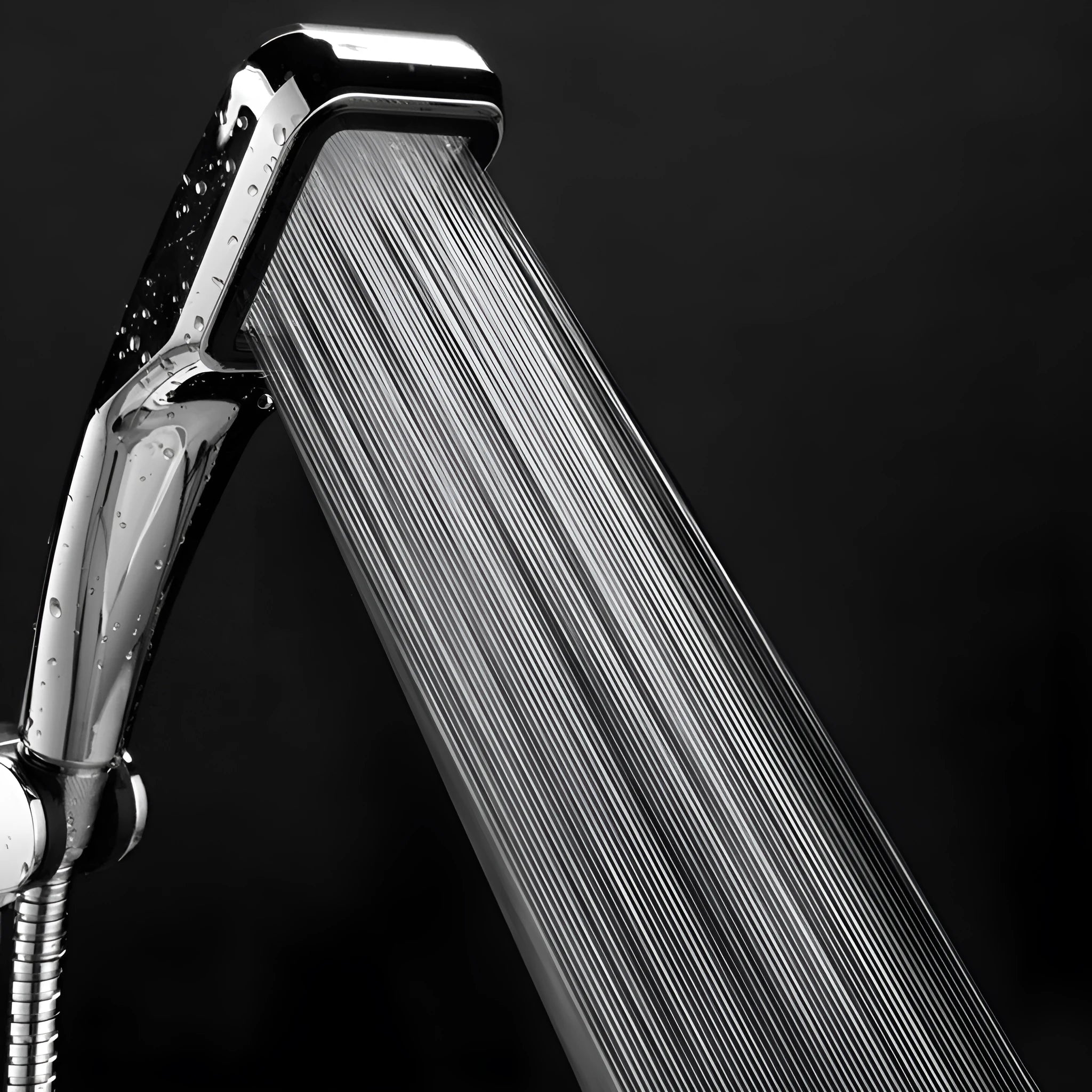 Orange hand-held pressurised shower set with rain shower head function