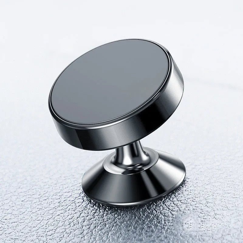 Magnetic car phone holder in aluminium alloy with CD-texture finish showing black, gold and silver colour options