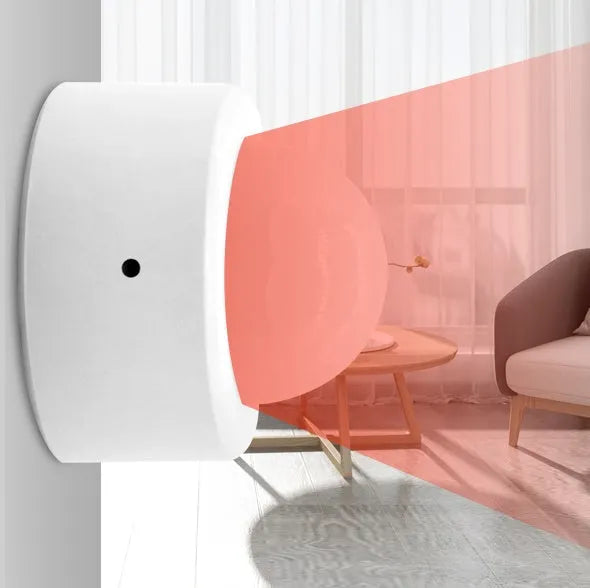 White wireless infrared body sensor with ZigBee 3.0 connectivity for home security systems