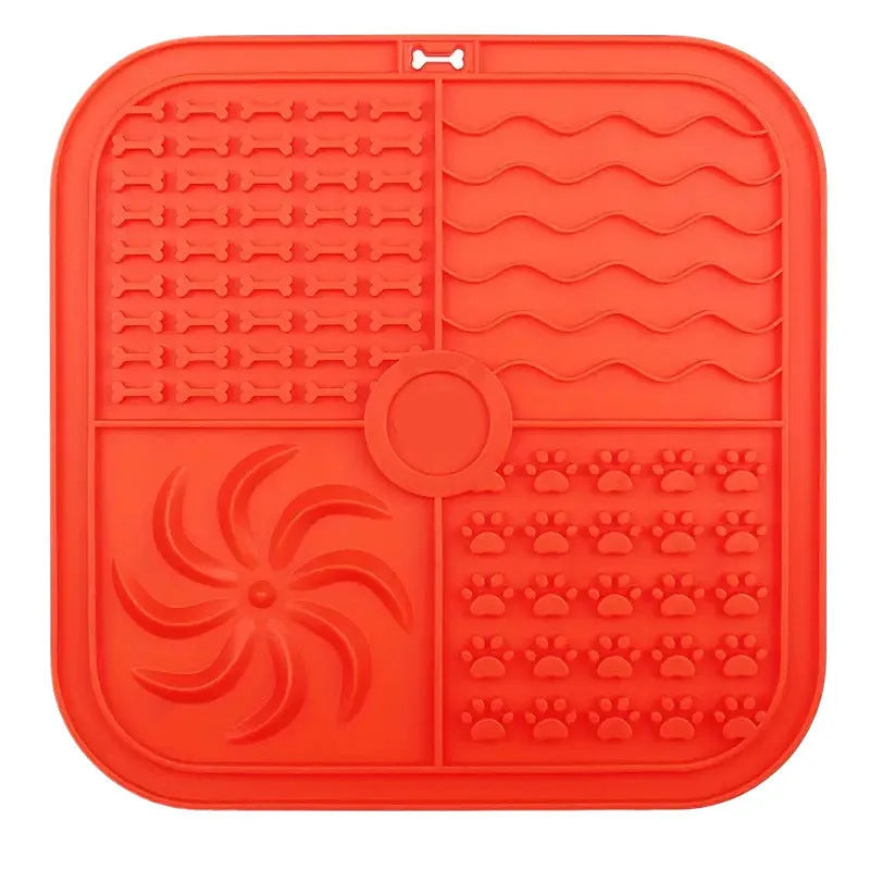 Bottom suction cup non-slip silicone pet slow food mat in gray for dogs and cats