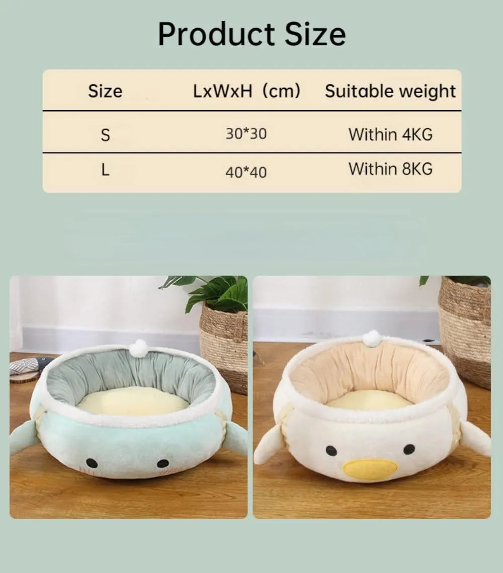 Green chick dinosaur shaped cat bed with straps that can be used flat or hung as a hammock