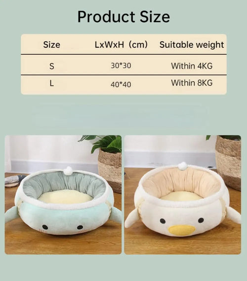 Green chick dinosaur shaped cat bed with straps that can be used flat or hung as a hammock