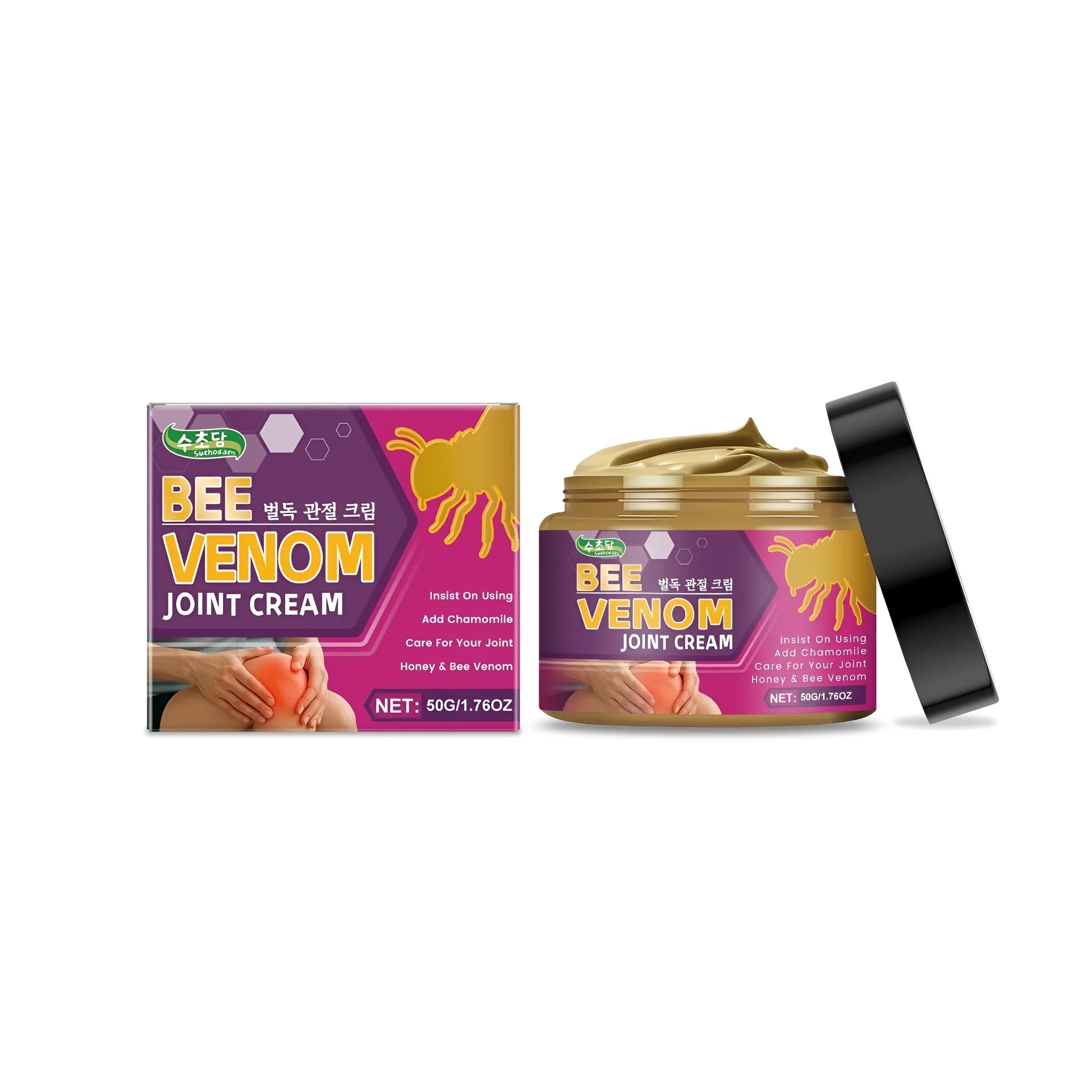 50g tube of joint cream with chamomile, aloe vera, honey, and bee venom for topical muscle and joint relief