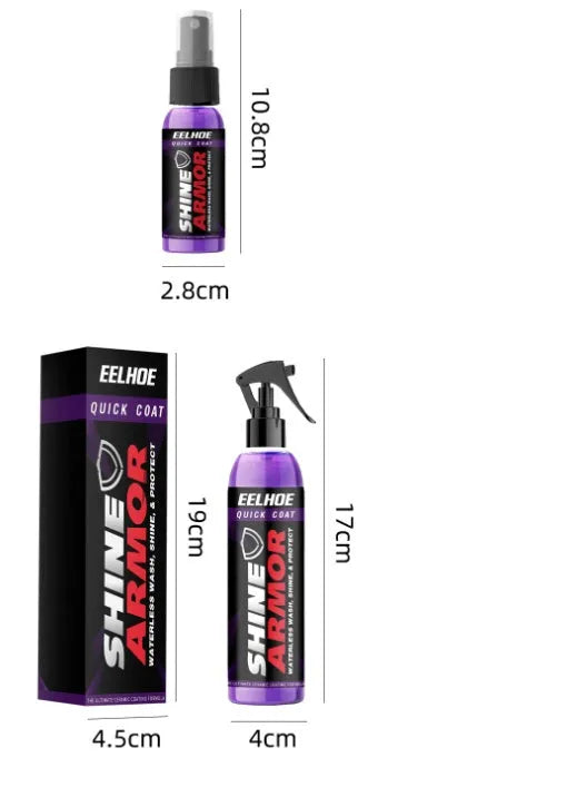 Purple car nano coating spray bottle in 30ml and 100ml sizes for exterior maintenance.