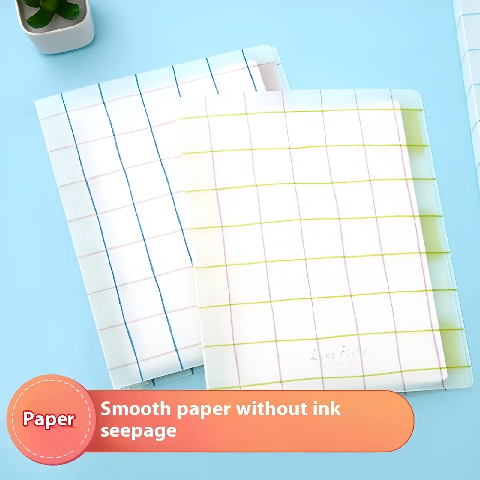 Loose-leaf spiral notebook with PP cover open, showing raw wood pulp pages in A5 or B5 size.