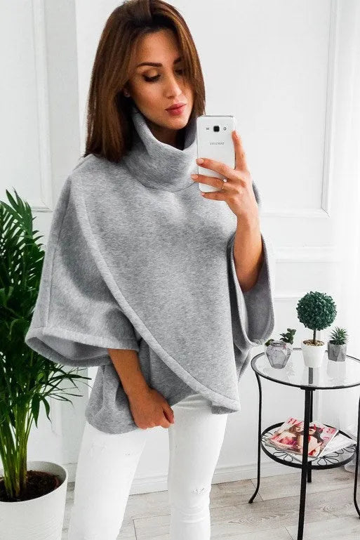 Long black batwing sleeve cardigan with stitching detail and a soft plus velvet lining.