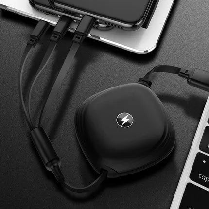 3-in-1 telescopic charging cable extended to 120cm with titanium alloy connectors
