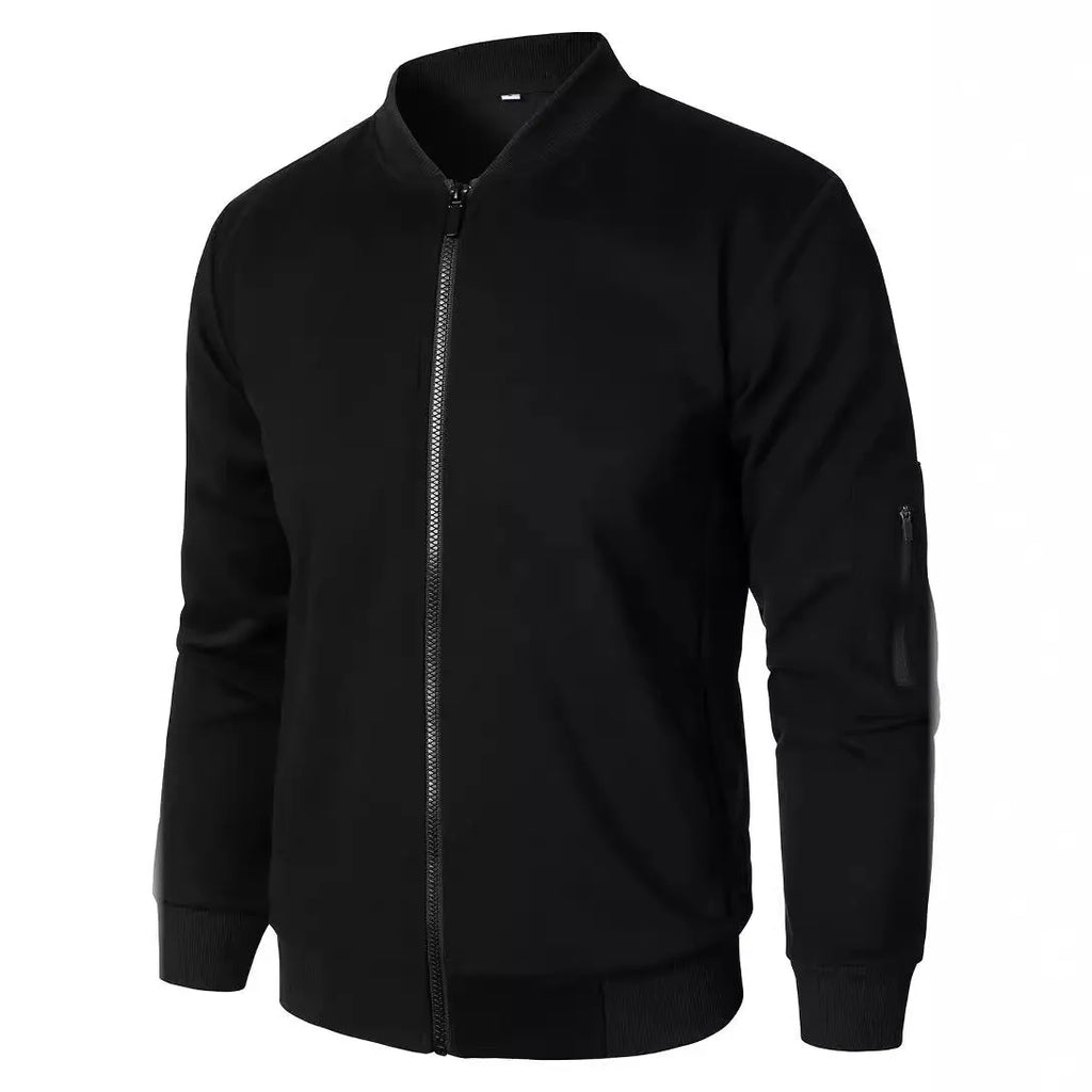Men's knitted jacket in black gray or blue with long sleeves and loose light business fit cotton blend