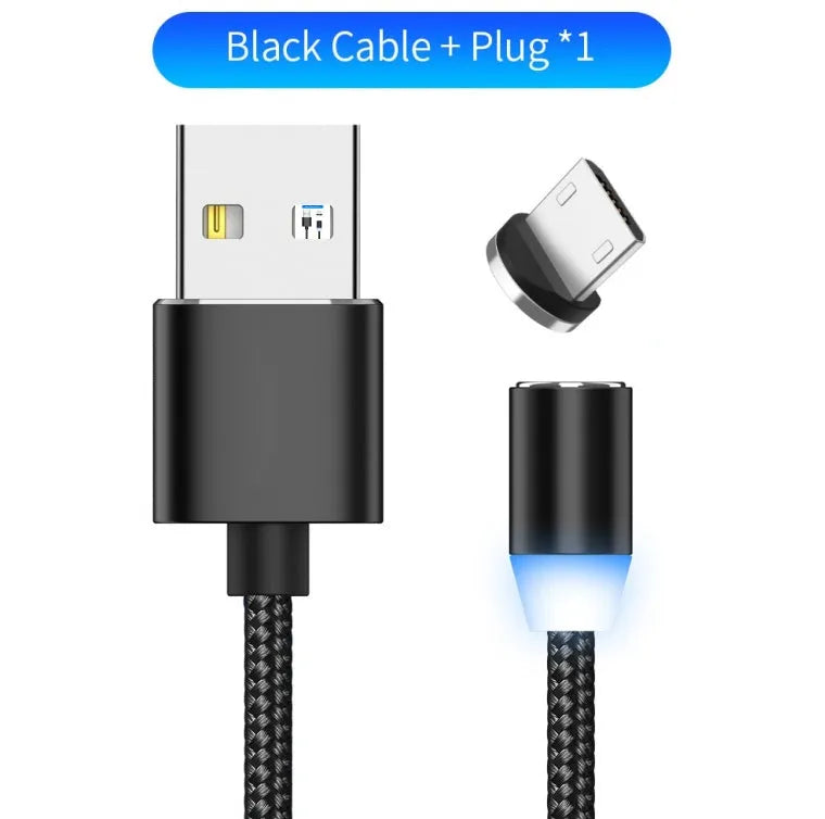 YBD magnetic LED charging cable 1 metre length with aluminium shell in multiple colours