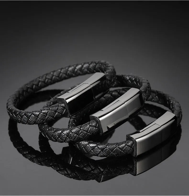 Bracelet cable with brown double line and gift box for charging data sync Android iPhone TypeC