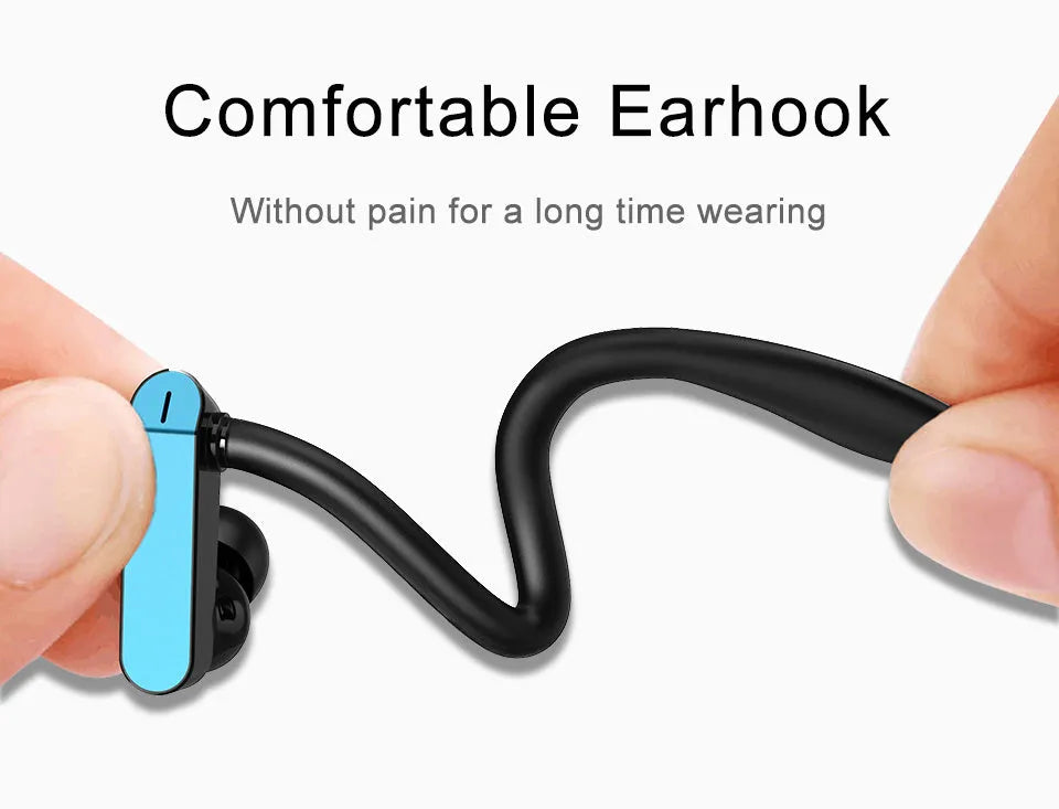 PTM TS27 compatible sport running earphones with black ear hook and silicone earbuds, showing microphone on cable