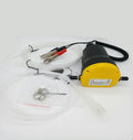 12V electric self-priming diesel oil pump in yellow engineering plastic with hoses and battery clips