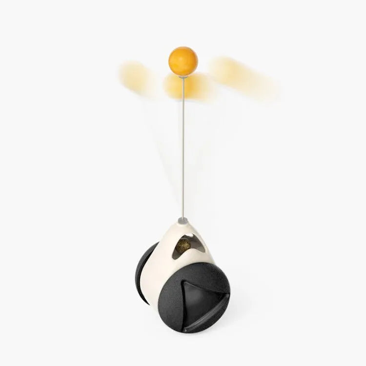 Cat rotating windmill toy with suction base and two transparent bins on blades