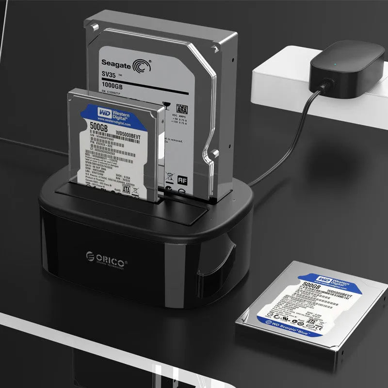 Black 3.5-inch hard disk box holder with ABS enclosure for offline copy