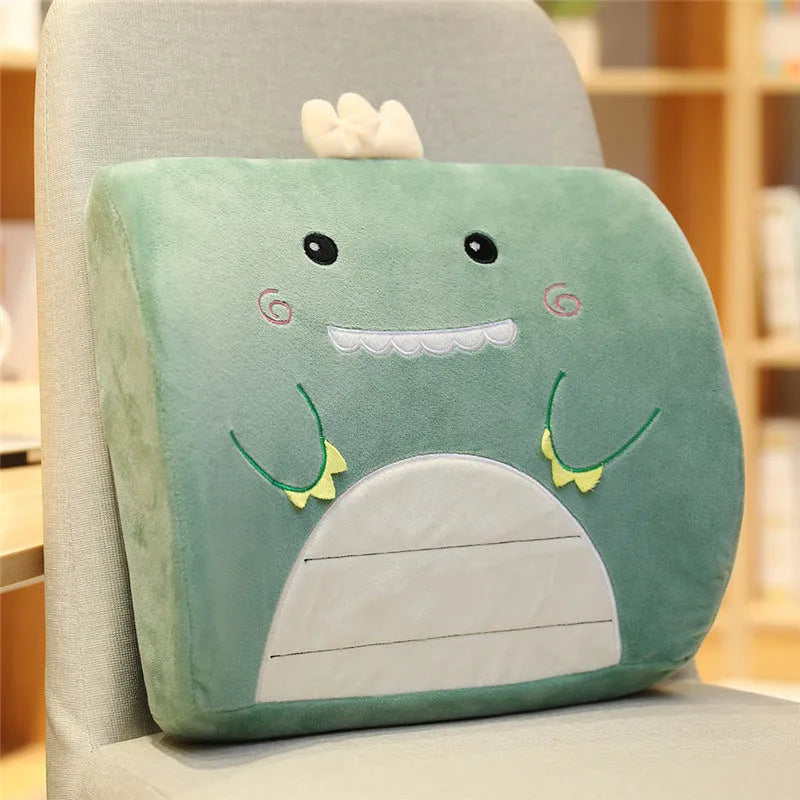 Cartoon memory foam car cushion seat back pillow in six character designs with removable inner core
