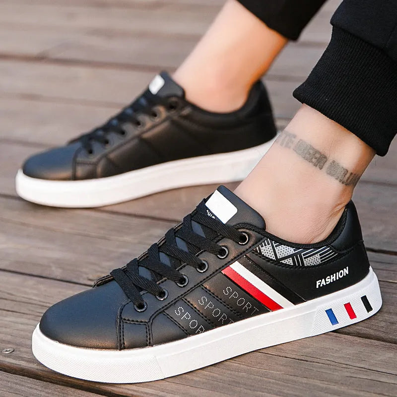 Men's sports shoes in black, grey, and white colours showing size range 39 to 44.