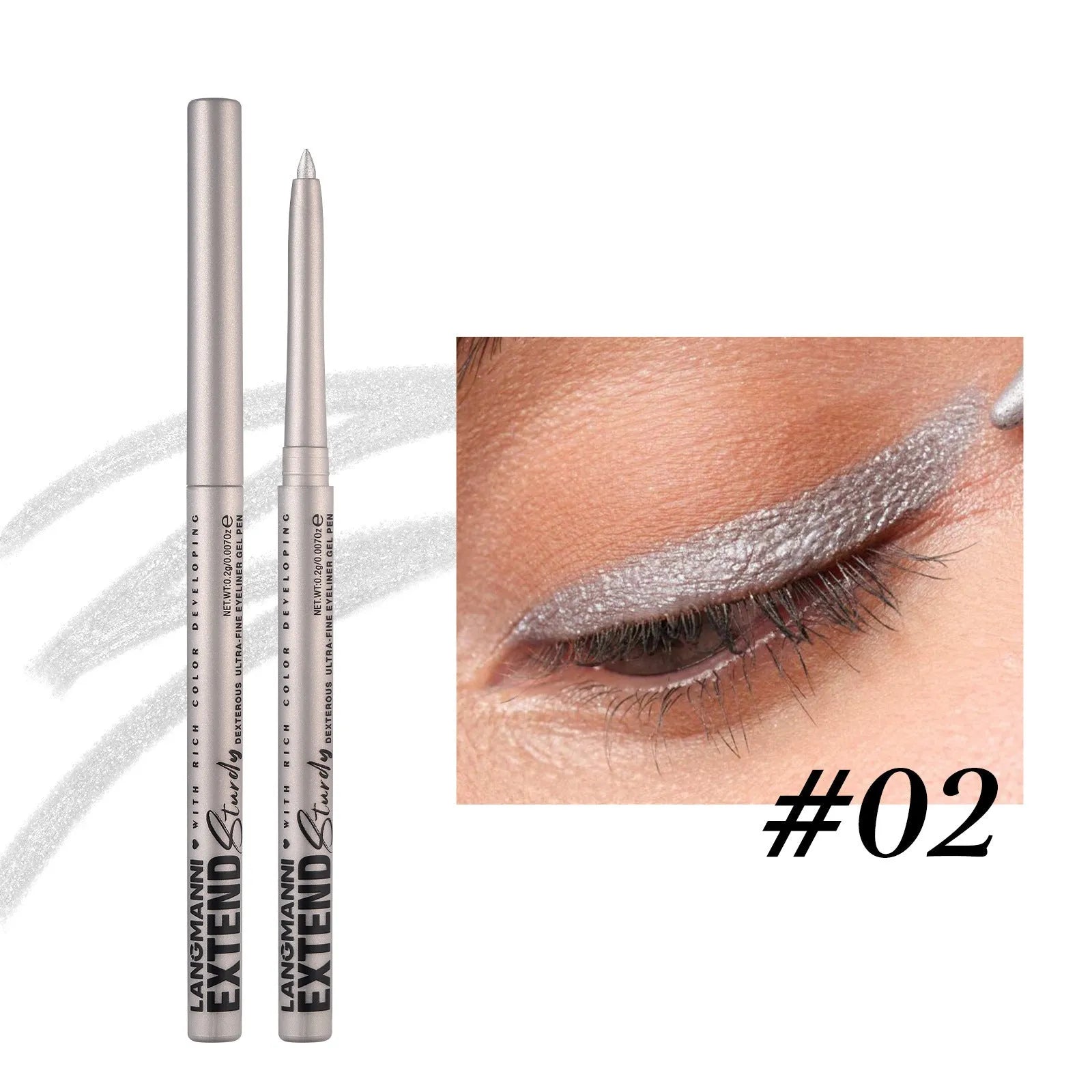 12 colourful gel eyeliner pencils with matte, glitter, metallic and pearl effects displayed together