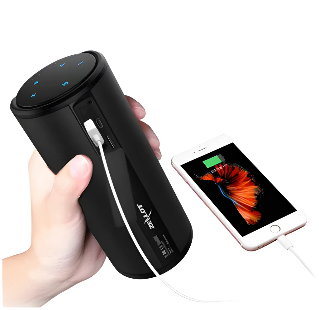 Portable Bluetooth speaker with 4000 mAh battery in black, blue or red colours
