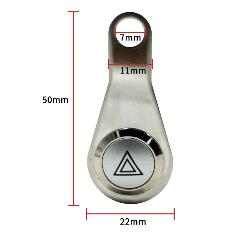 Black stainless steel motorcycle switch with metal button and light ring for double-flash control