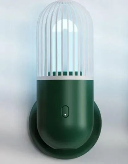 Portable capsule ultraviolet disinfection lamp in black, brown, green or white with dimensions 52x52x136mm