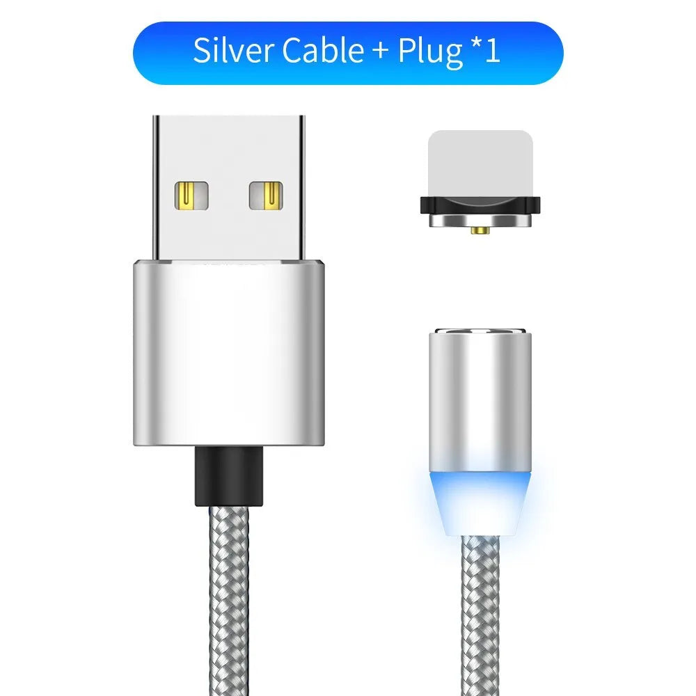 YBD magnetic LED charging cable 1 metre length with aluminium shell in multiple colours