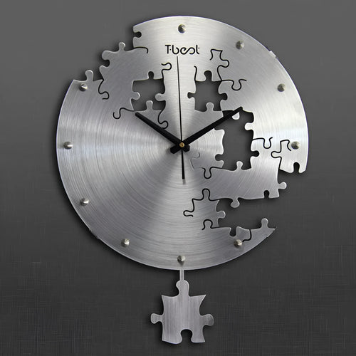 16 inch circular silent wall clock aluminium alloy black modern design living room decor