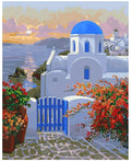 40x50cm sea view villa DIY digital oil painting kit with acrylic paints and brushes on linen canvas
