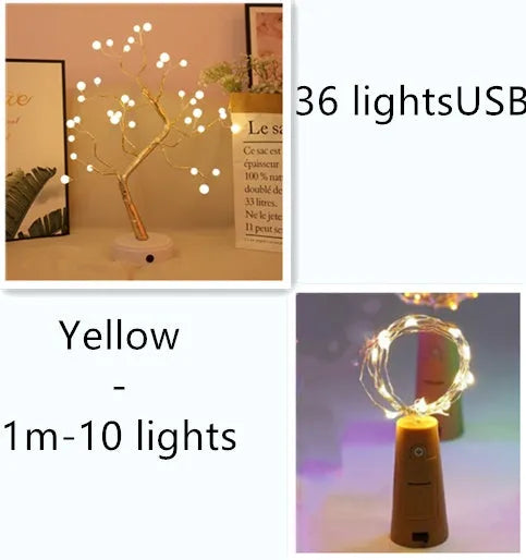 Wine bottle LED string lights with copper wire and bottle stopper for decorative illumination