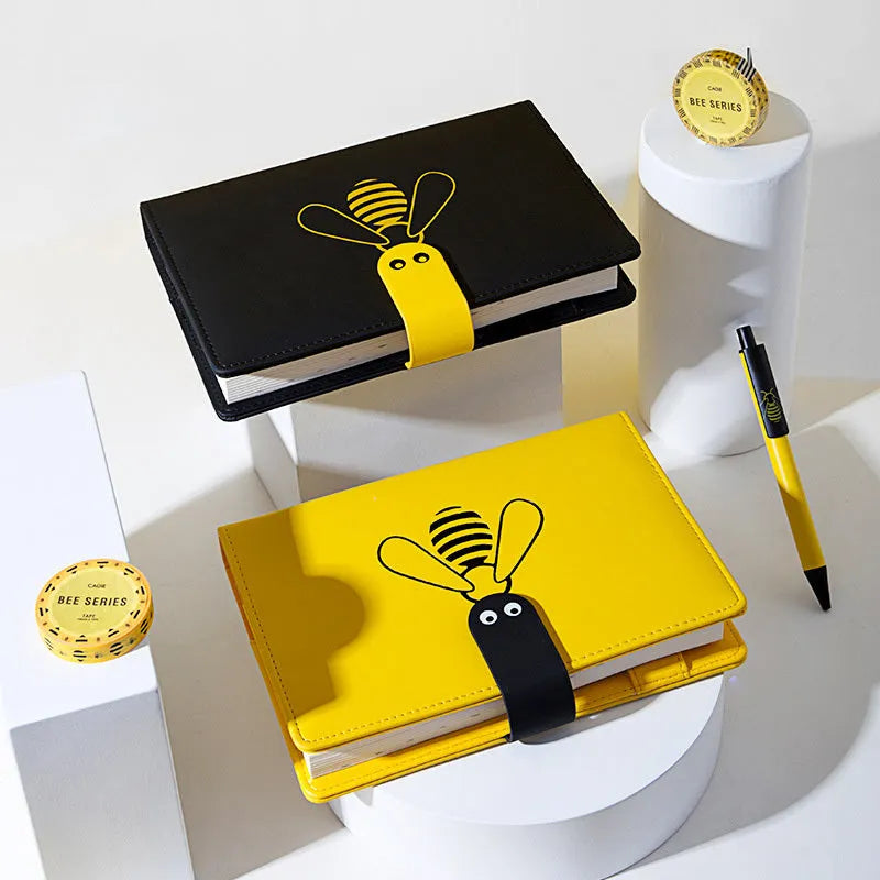 Travel B6 notebook with 144 sheets and soft PU cover in black and yellow colour options