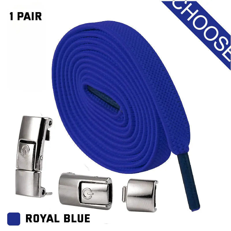 Press lock elastic shoelace with 8mm flat width and cotton weave on a trainer.