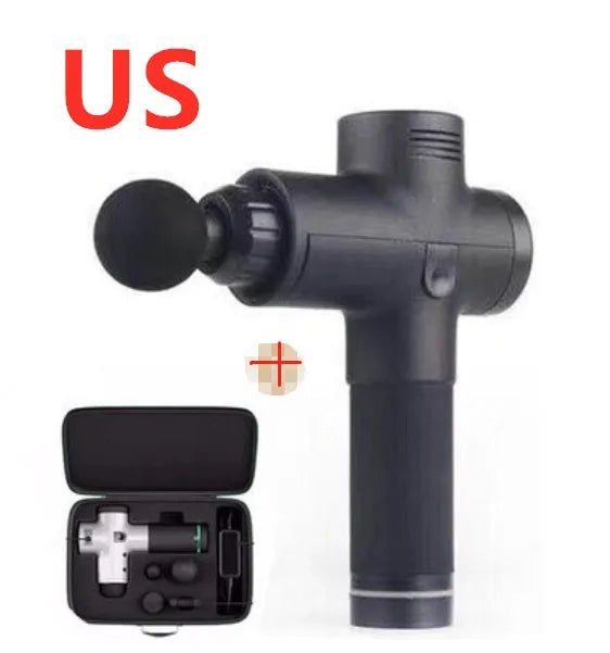 Relax Tissue Deep Muscle Massage Gun with 4 massage heads and LED display, 1.5kg, available in Black, Fibre, Red, and White