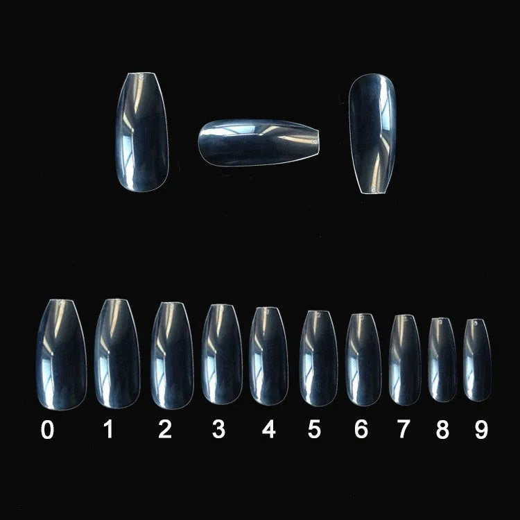 500-piece set of clear and natural coloured ABS false nails in 10 different sizes