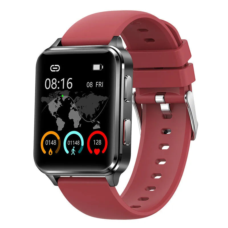 Smartwatch with 1.70-inch screen on silicone wristband showing fitness tracking display.