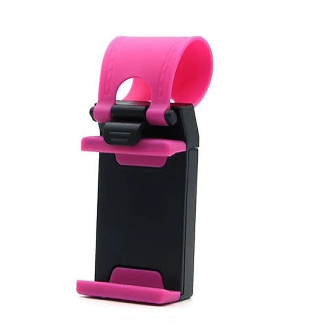 Universal steering wheel phone clip mount holder in black red blue yellow colours