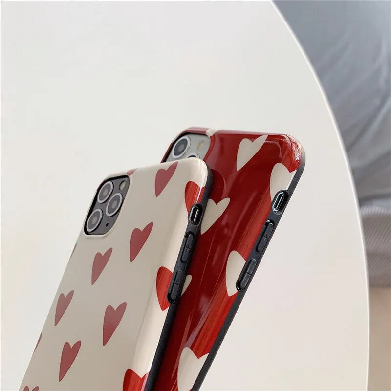 Love Glossy TPU phone case for Apple iPhone models, solid colour red back cover with glossy finish