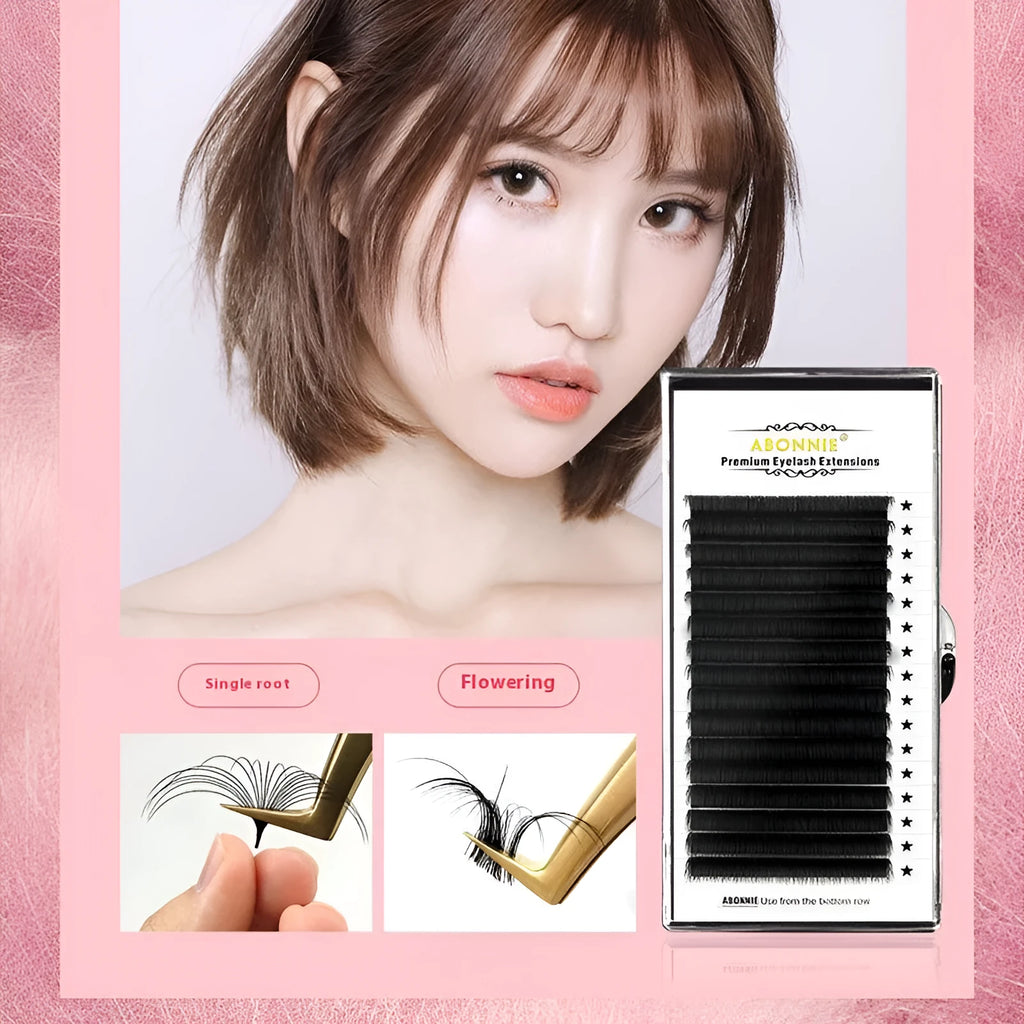 Mink hair false eyelashes with 16-row dense arrangement on matte black round wool bands