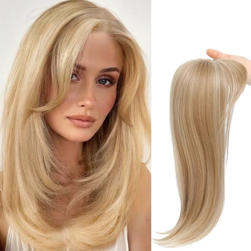 Synthetic hair clip-in wig extension with inner buckle attachment in one of six style variations.