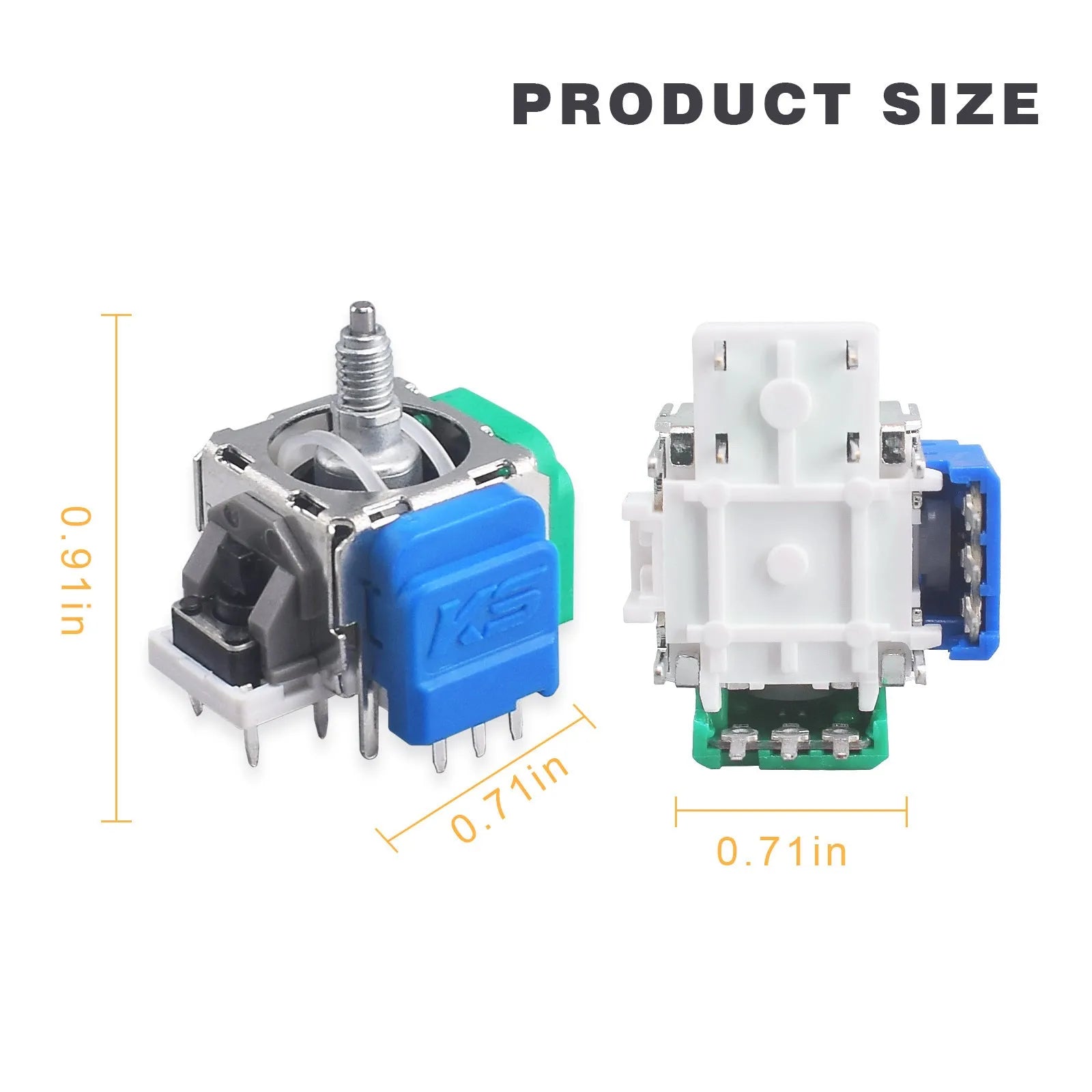 Hall effect replacement joystick component for PS5 PS4 XBOX and Switch Pro controllers.