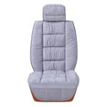 Winter short plush car seat cushion set in grey, showing wool cotton filler and polyester cover.