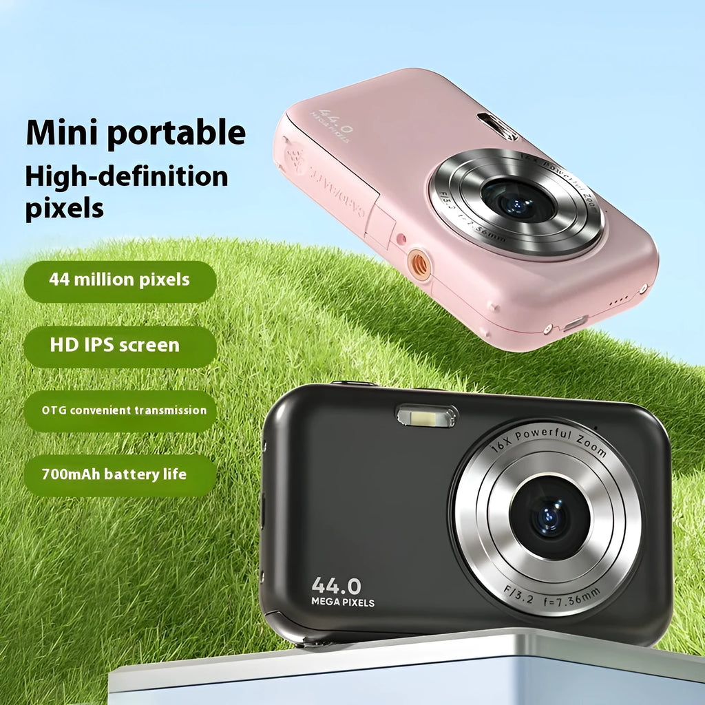 DC406L children's digital camera in black, green, pink, or purple with 2.4-inch screen.